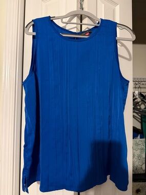 Vince Camuto Royal Blue Sleeveless Pleated Tank Top
